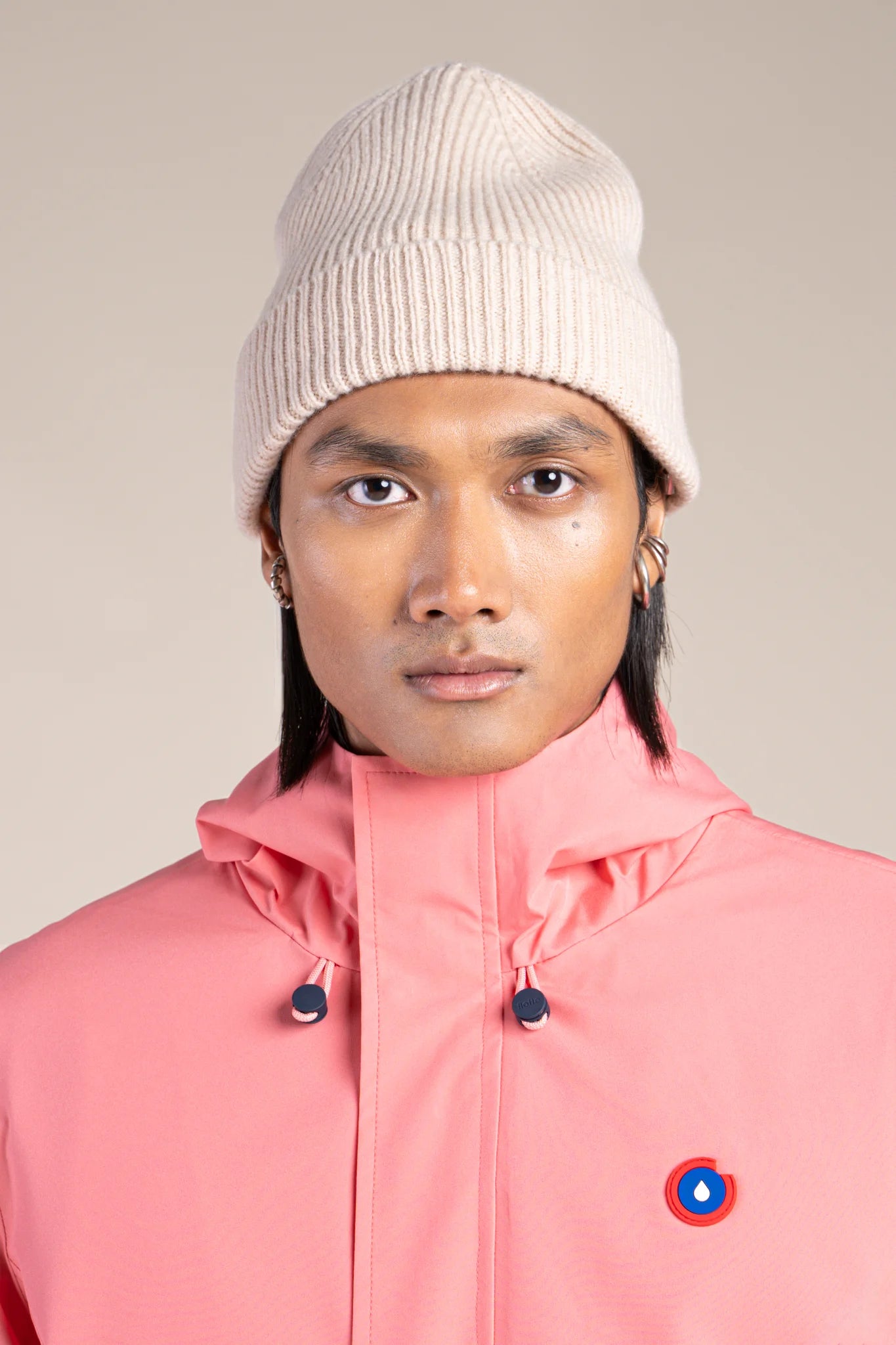 Parka imperméable beaubourg droite #couleur_corail