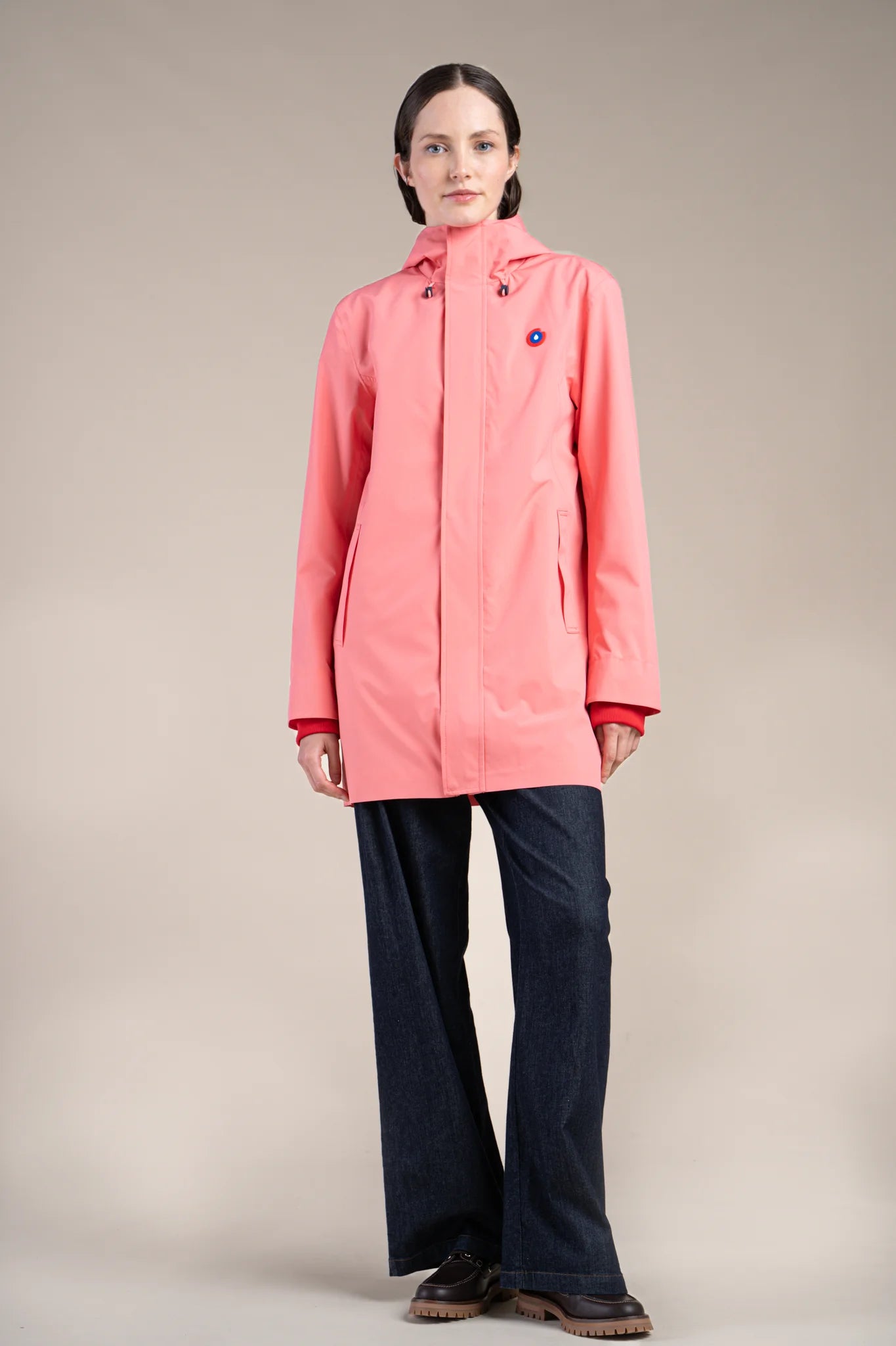 Parka imperméable beaubourg droite #couleur_corail