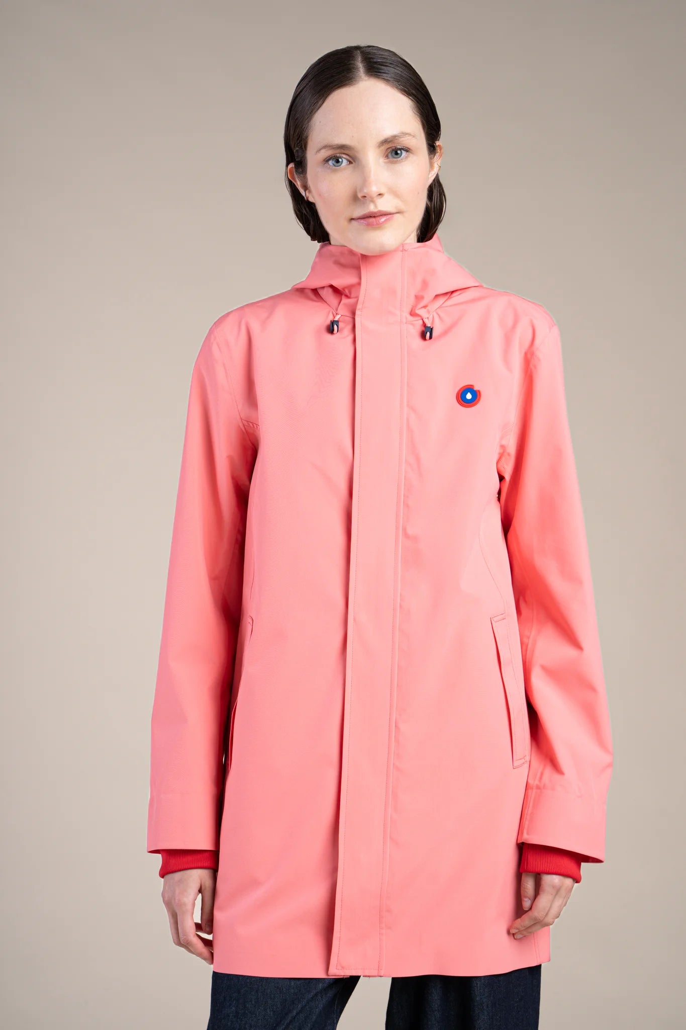 Parka imperméable beaubourg droite #couleur_corail