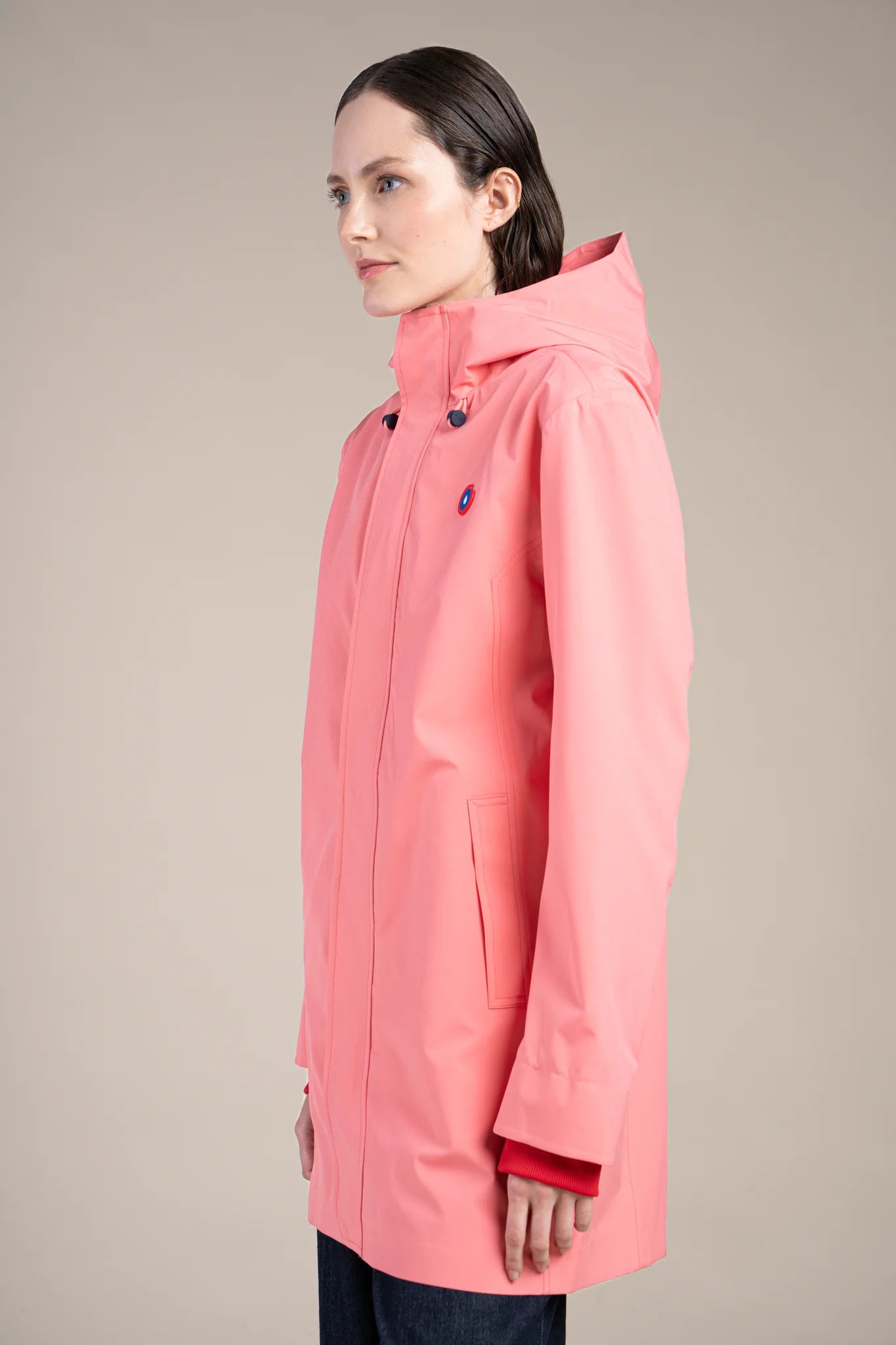 Parka imperméable beaubourg droite #couleur_corail