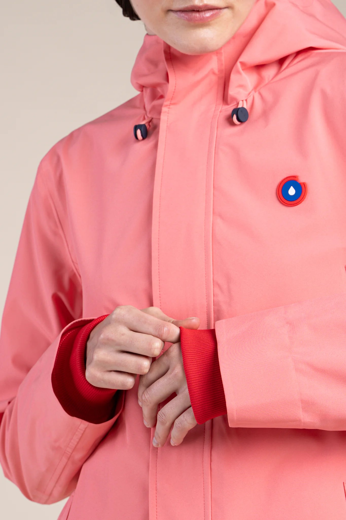 Parka imperméable beaubourg droite #couleur_corail