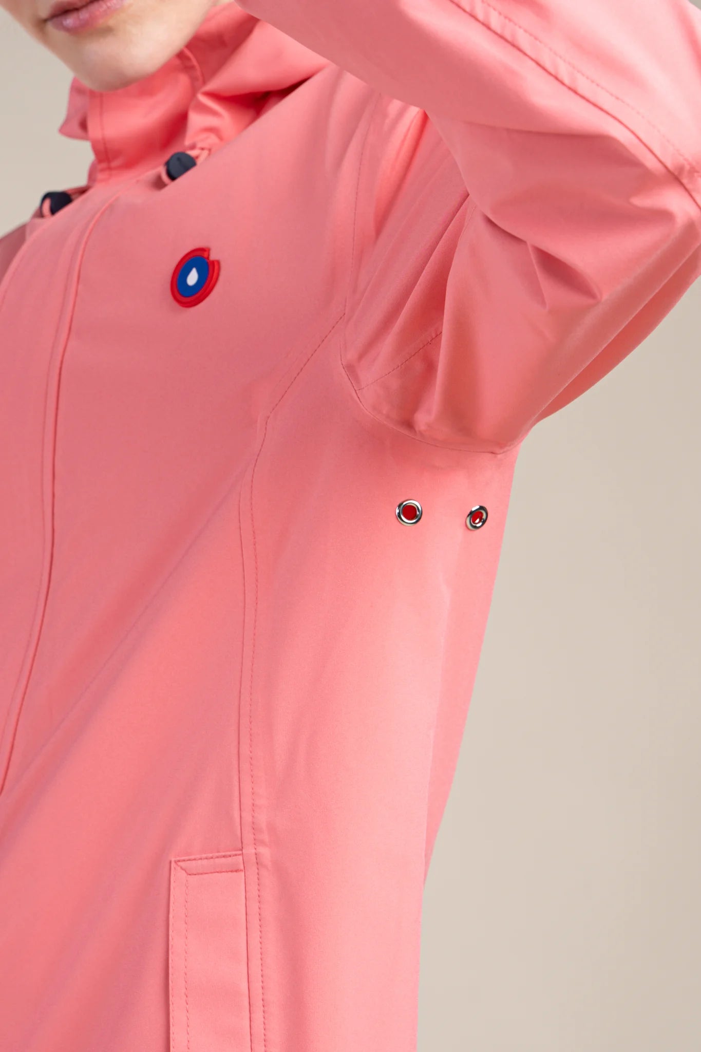 Parka imperméable beaubourg droite #couleur_corail