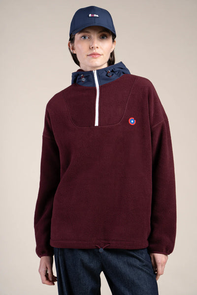 Belleville - Sweat Polaire à capuche imperméable prune bordeaux - Flotte #couleur_prune