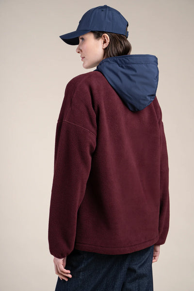 Belleville - Sweat Polaire à capuche imperméable prune bordeaux - Flotte #couleur_prune