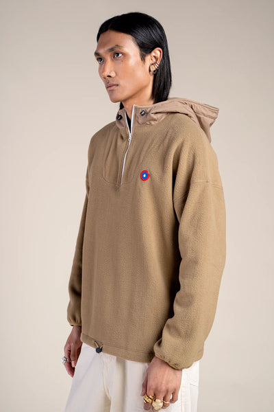 Belleville - Sweat Polaire à capuche imperméable - Flotte #couleur_sahara