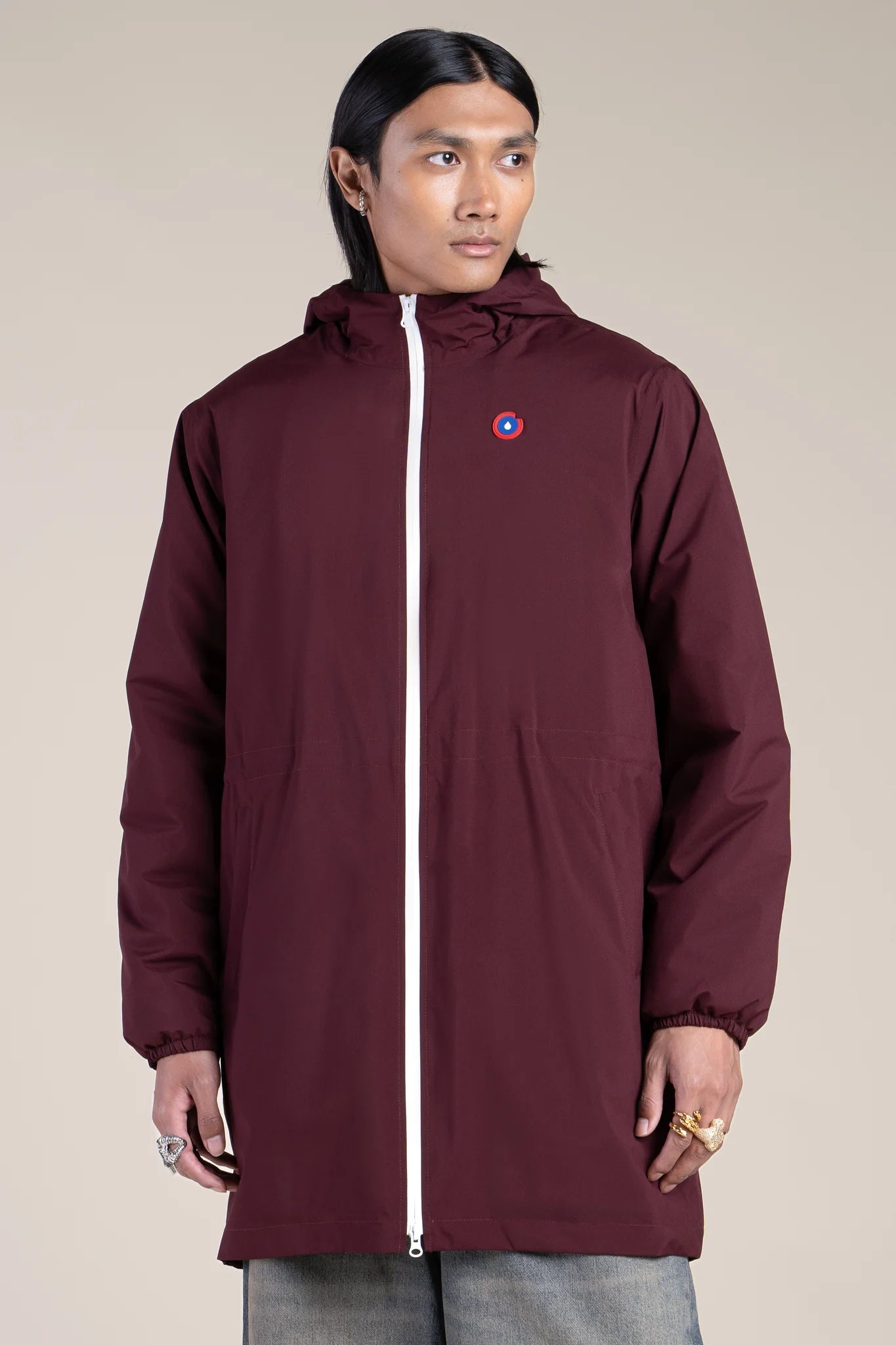 Veste longue imperméable et doublée Polaire Bordeaux #couleur_prune