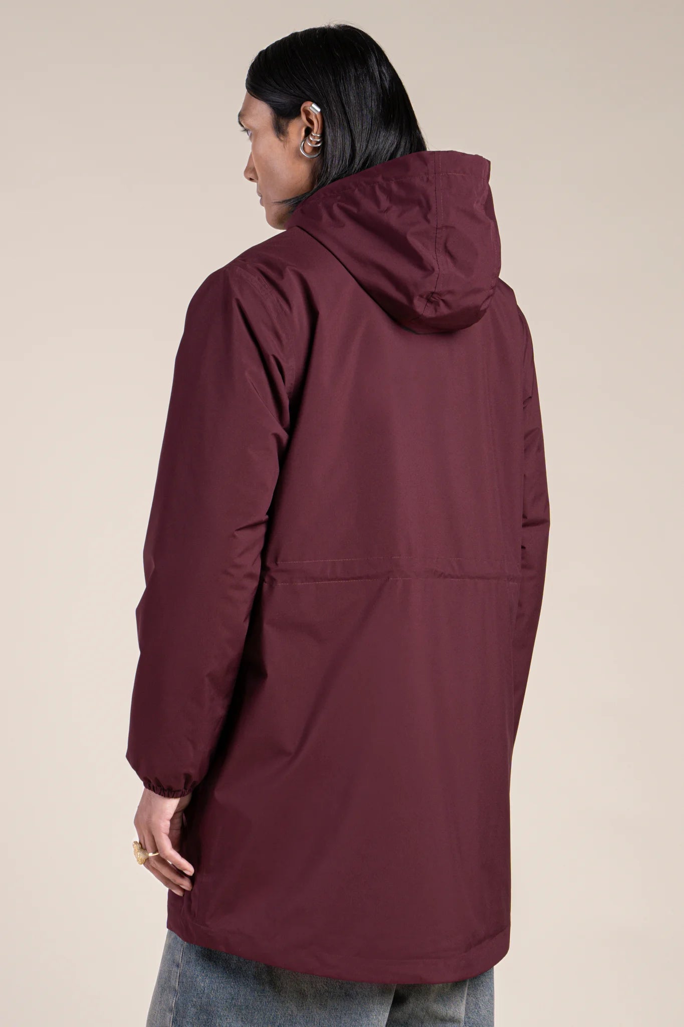 Veste longue imperméable et doublée Polaire Bordeaux #couleur_prune