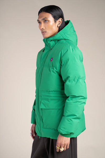 Doudoune mi-longue imperméable - #couleur_cactus