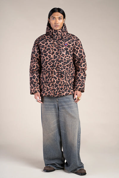 Doudoune mi-longue imperméable - #couleur_new-leopard