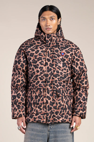 Doudoune mi-longue imperméable - #couleur_new-leopard