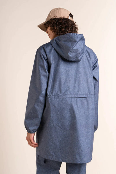 Amelot Imprimé - Imperméable Long - Flotte #couleur_denim