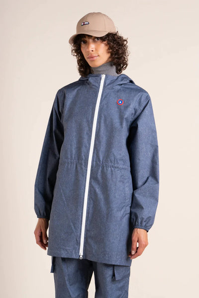 Amelot Imprimé - Imperméable Long - Flotte #couleur_denim