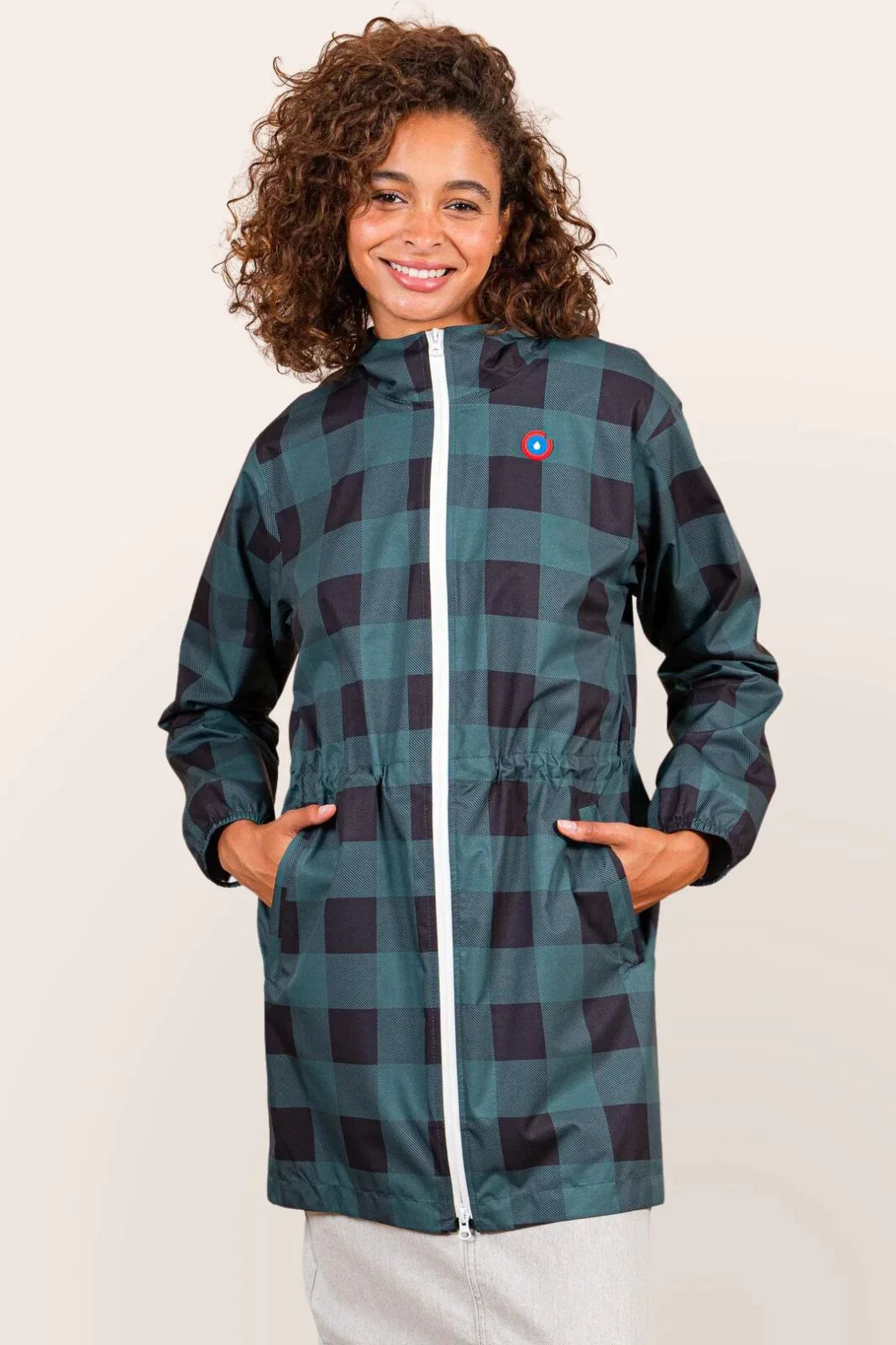 Amelot Imprimé - Imperméable Long - Flotte #couleur_sapin-tartan