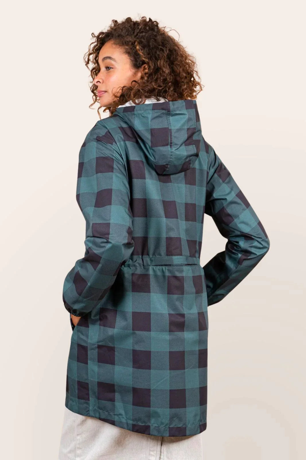 Amelot Imprimé - Imperméable Long - Flotte #couleur_sapin-tartan