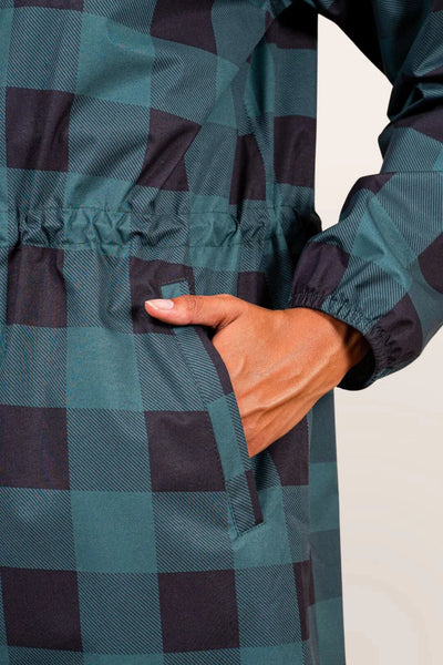 Amelot Imprimé - Imperméable Long - Flotte #couleur_sapin-tartan