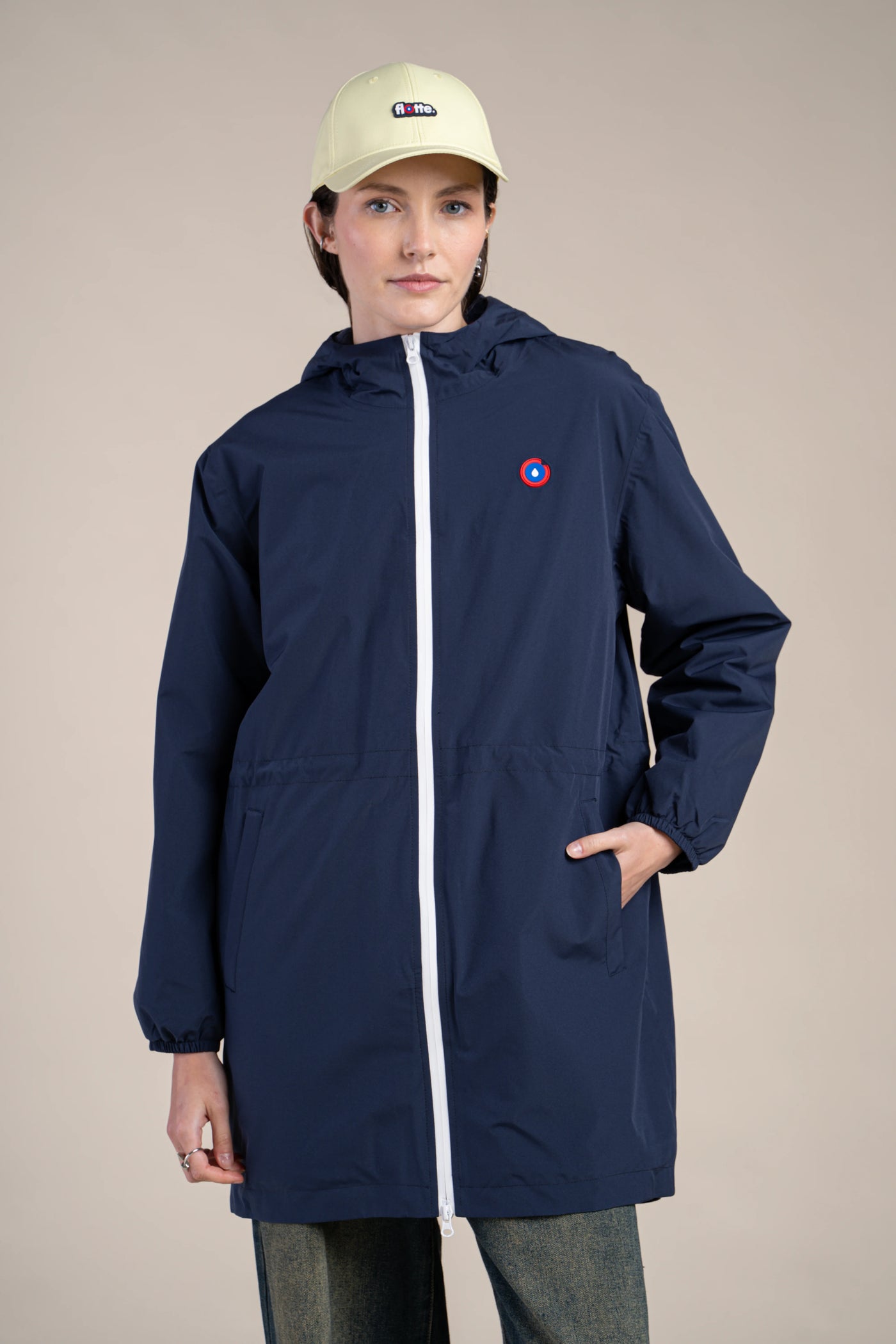 Veste longue imperméable et doublée Polaire Bleu Marine #couleur_indigo