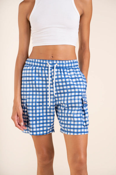 Saint-Louis - Short maillot de bain - Flotte #couleur_vichy-bleu