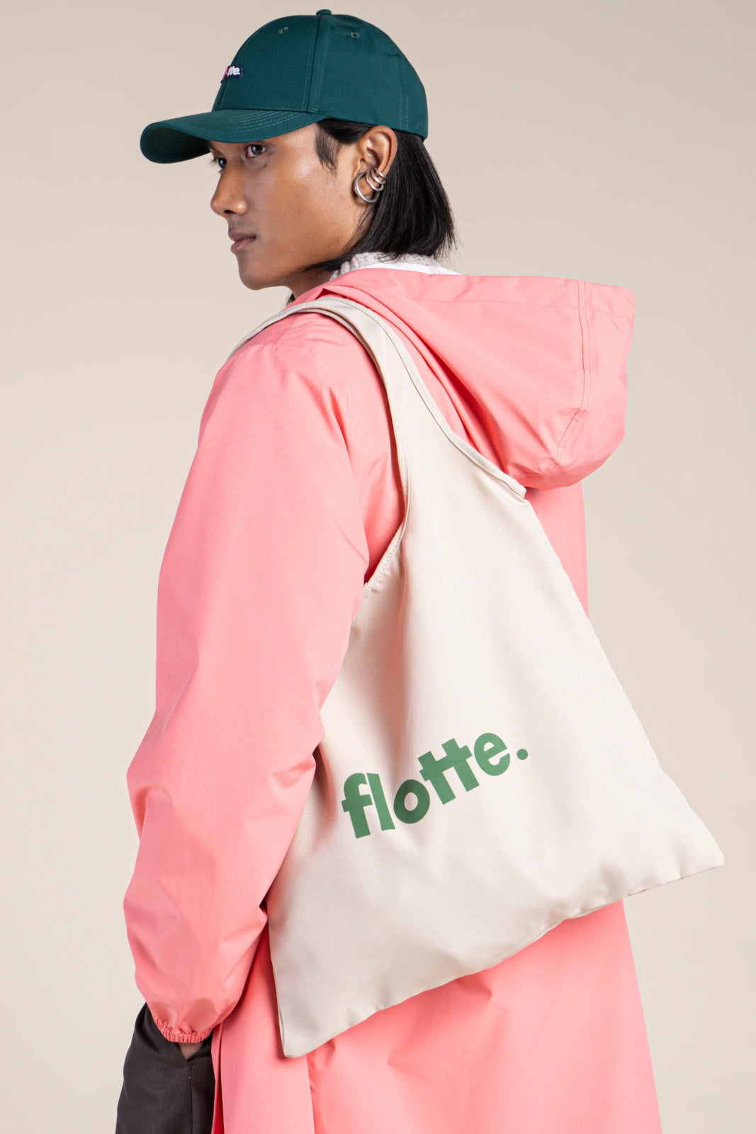 totebag logo flotte en coton recyclé vert 