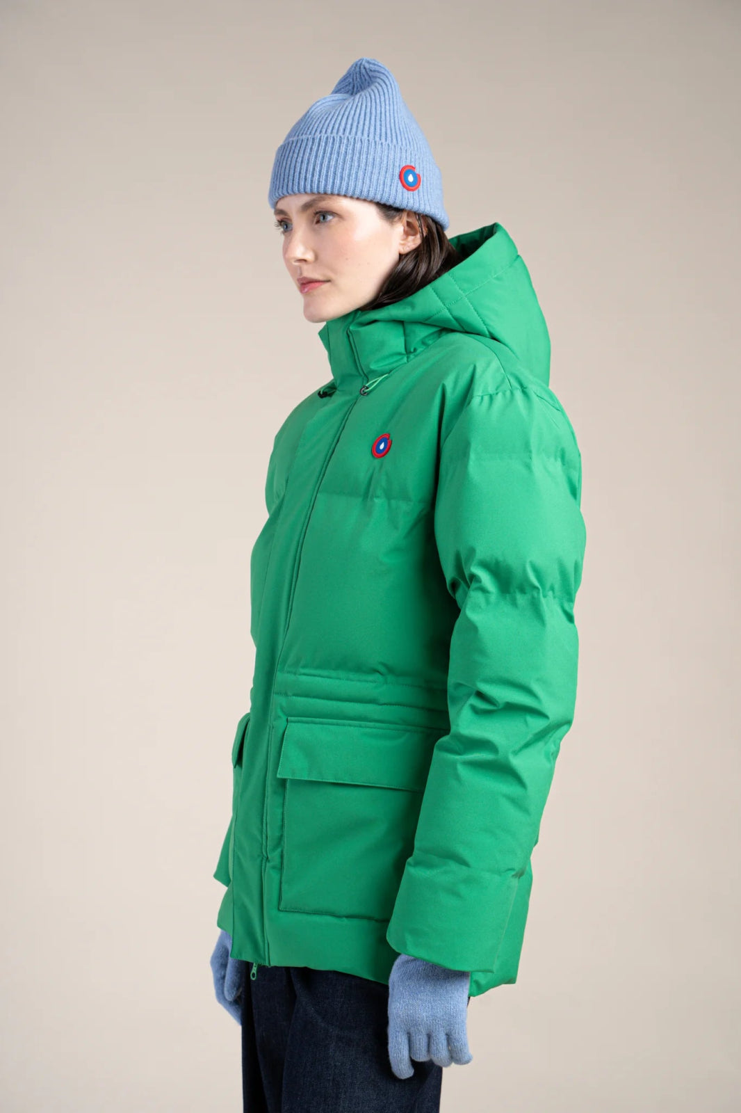 Doudoune mi-longue imperméable - #couleur_cactus