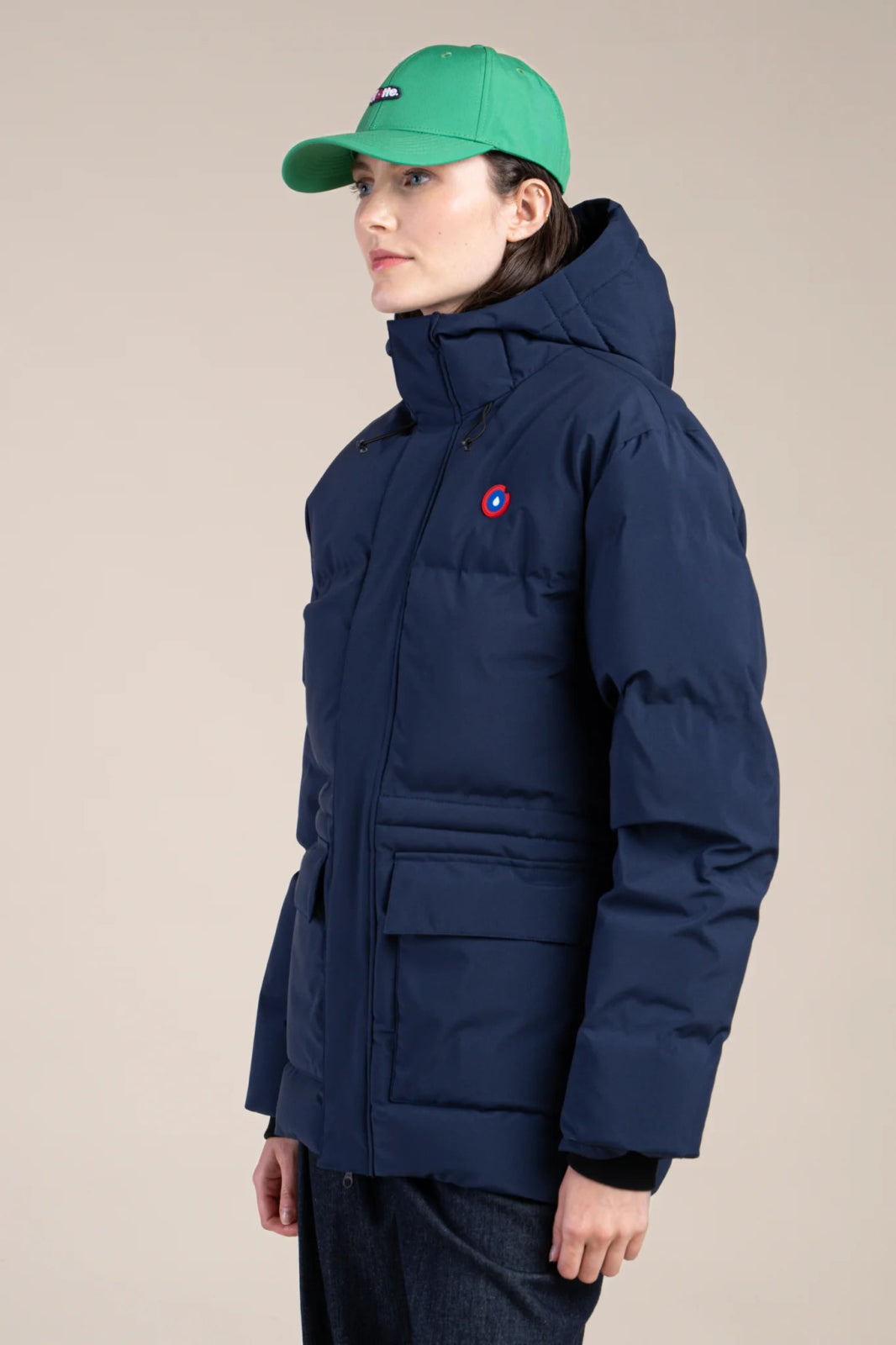 Doudoune mi-longue imperméable - #couleur_indigo