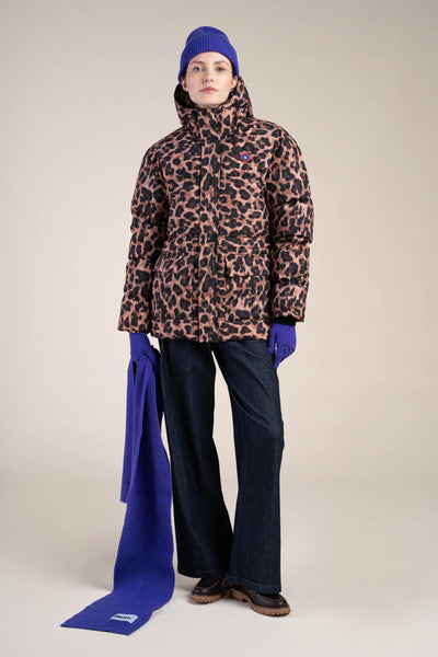 Doudoune mi-longue imperméable - #couleur_new-leopard