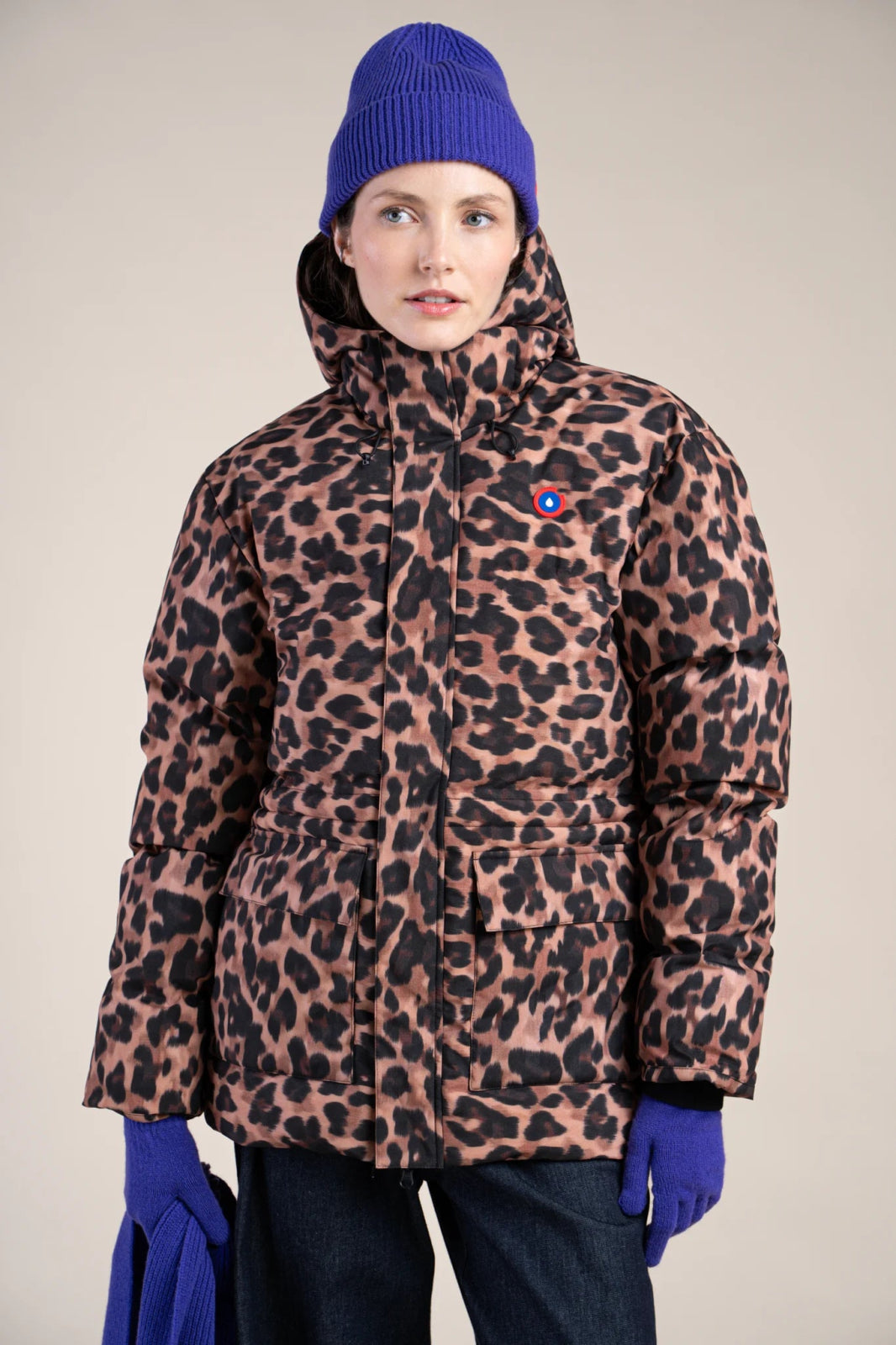 Doudoune mi-longue imperméable - #couleur_new-leopard