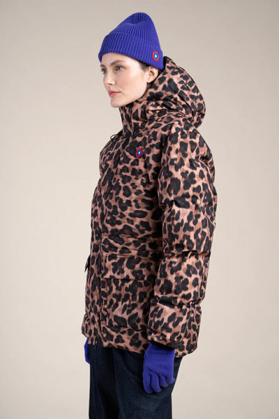 Doudoune mi-longue imperméable - #couleur_new-leopard